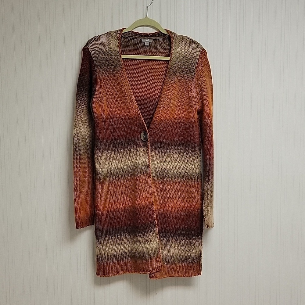 J Jill One Button Knee Length Cardigan Sweater Sz Small Southwest Grandma